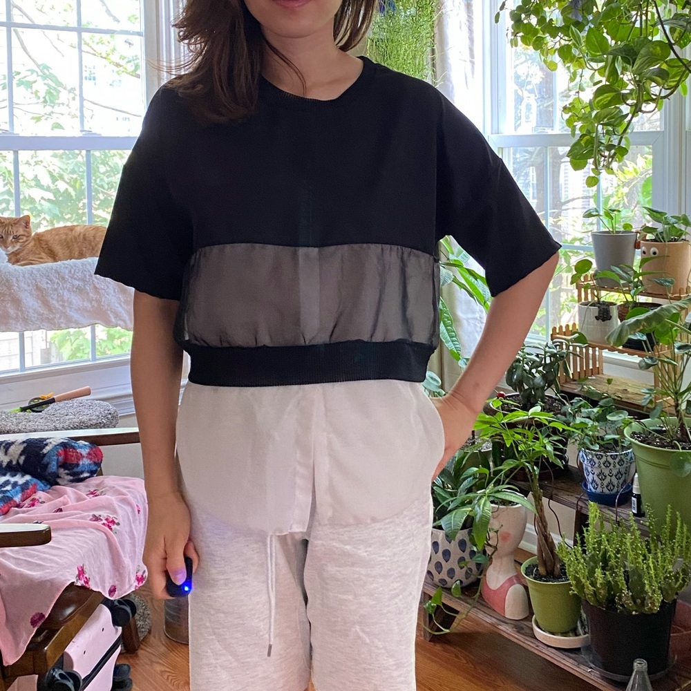 Black White Sheer Top
